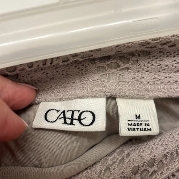 Cato soft stretchy pull on knee shirt crochet like overlay lined taupe Medium - Picture 5 of 7